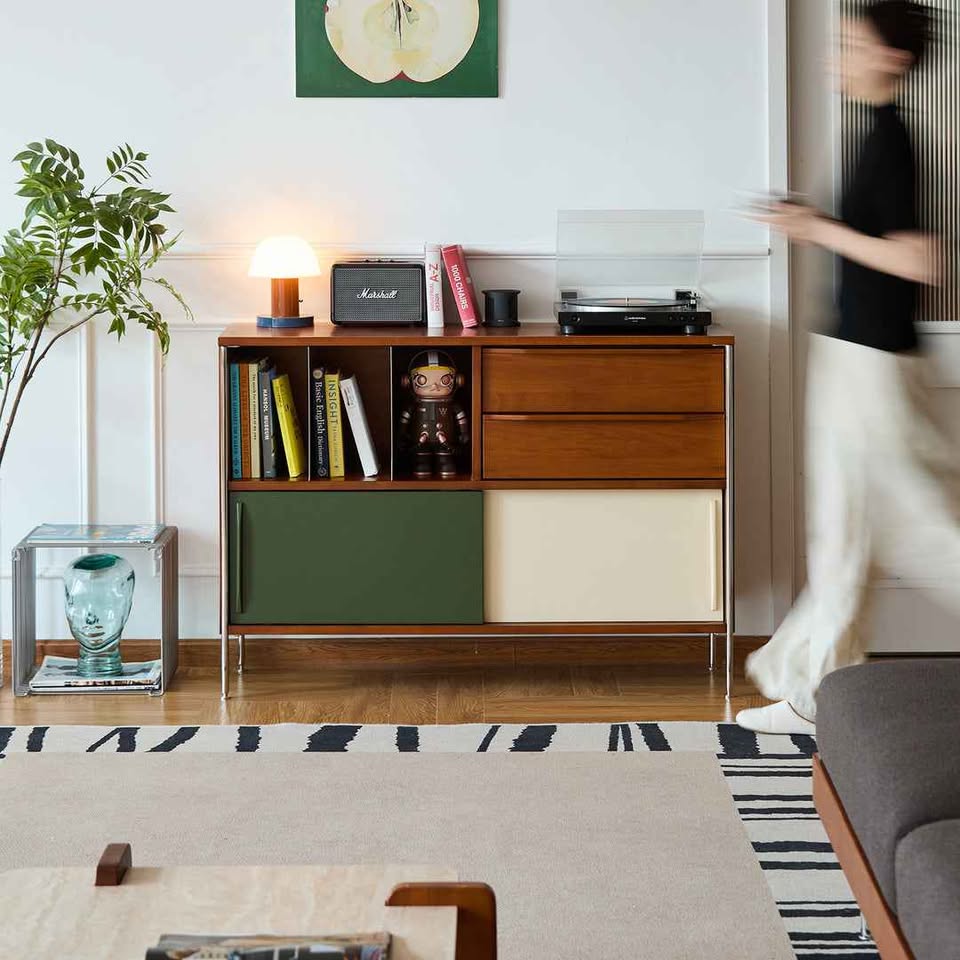 HARLOW Side Cabinet — Olive & Cream